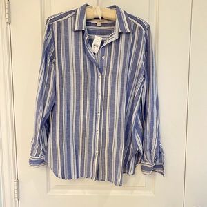 LOFT blue stripe button up